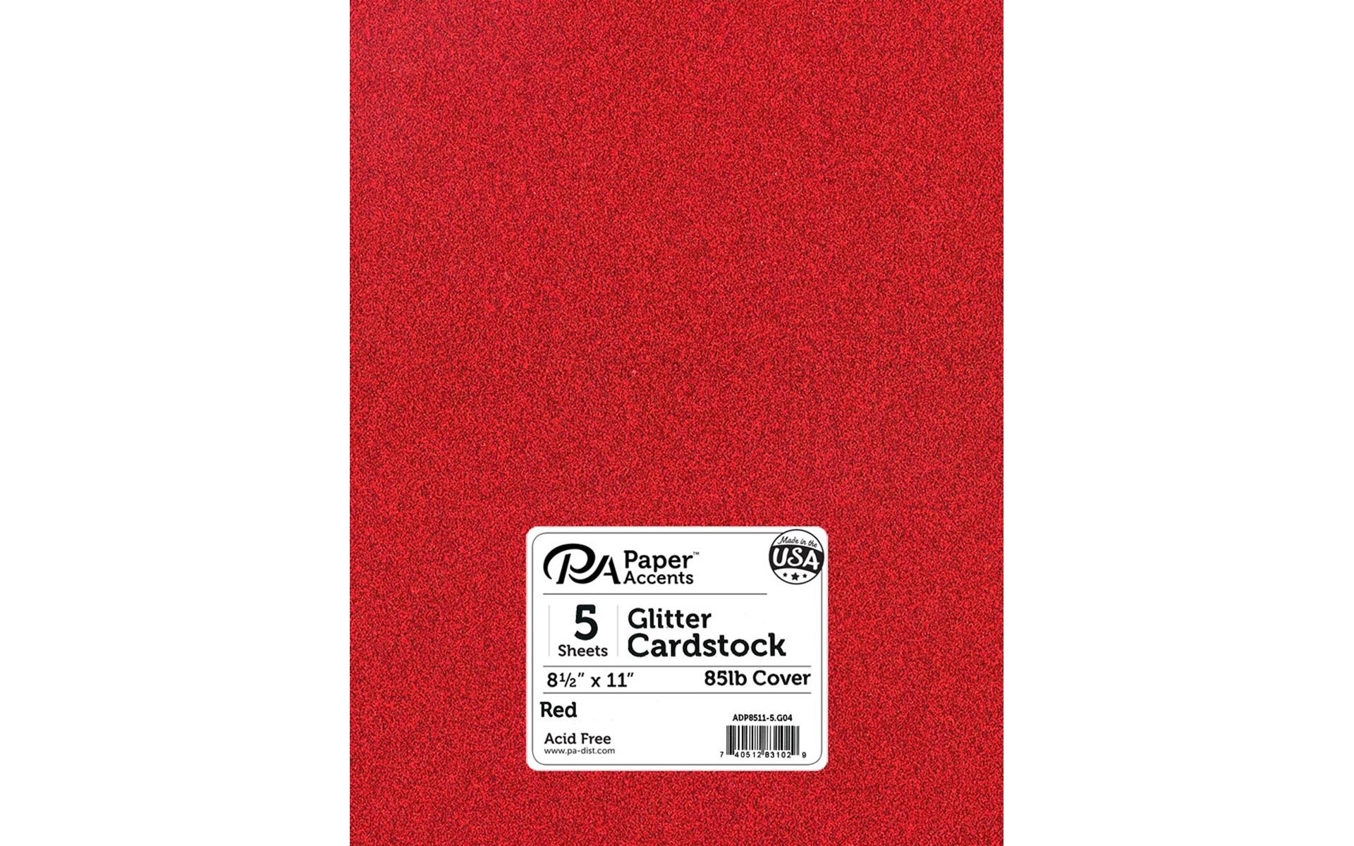 Paper Accents Glitter Cardstock 8.5'x 11' 85lb Red 5pc