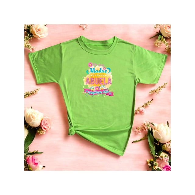 Playera Blusa Mujer Yo Soy Madre y Además Abuela, Supera Eso Ropa Casual Divertida para Abuelas con Estilo Color Verde Lima Talla Grande Marca Emil SaEs