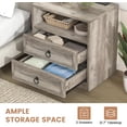 thumbnail image 6 of Winkalon 2 Drawers Farmhouse Nightstand Set of 2 with Charging Station, Rustic Bedside Tbale with Drawers for Bedroom, Vintage End Table with Open Shelf for Bedroom Living Room, Grey, 6 of 8