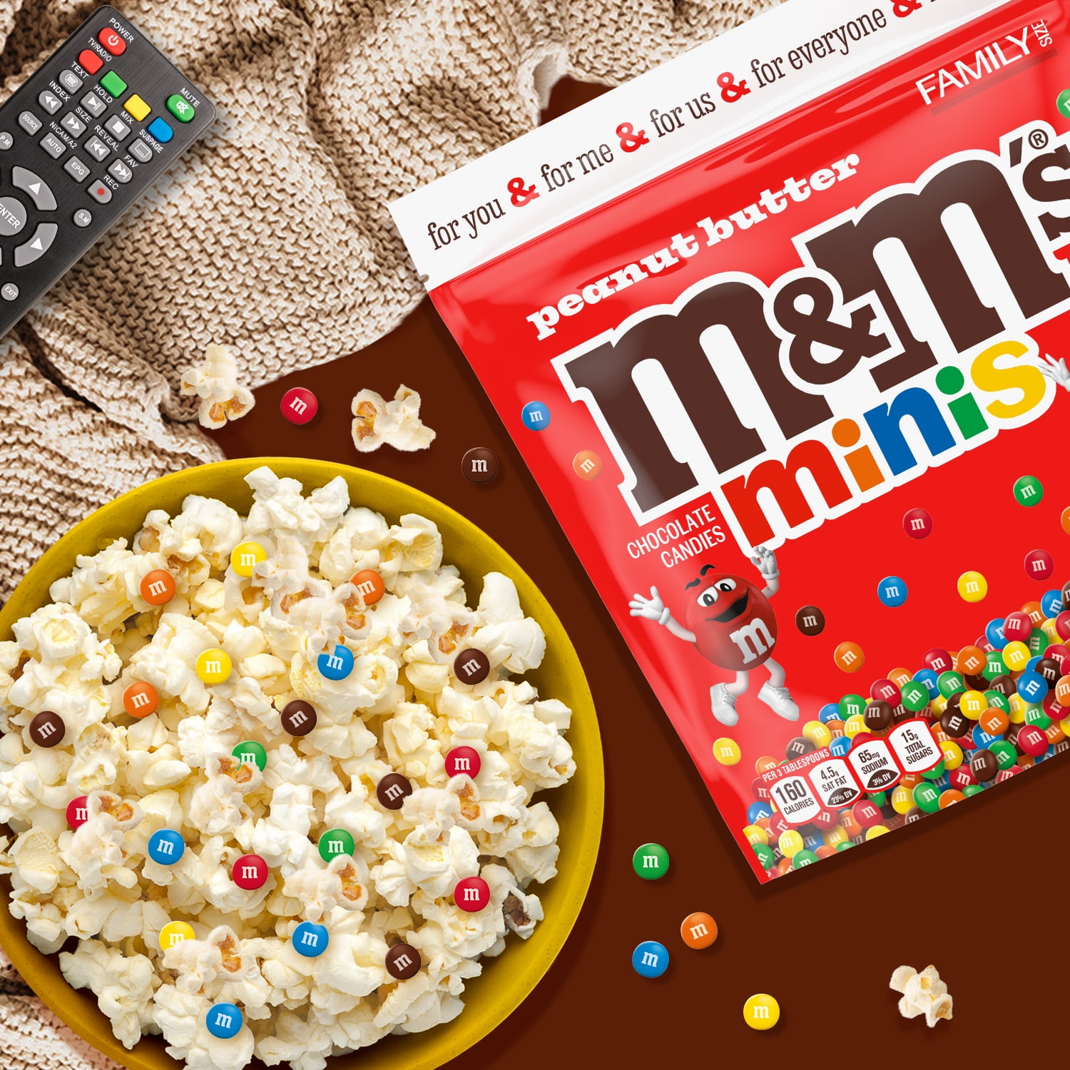 M&M's Minis Peanut Butter Candy, Family Size - 15 oz Bulk Resealable Bag