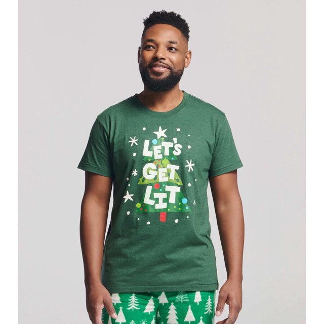 Little Blue House T-Shirt Graphique pour Hommes, Arbres de Noël