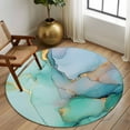 thumbnail image 3 of Teal Marble Round Rugs 8ft, Abstract Art Modern Geometric Golden Non Slip Washable Rug Runner, Low Pile Indoor Floor Carpet Mat Bathroom Rugs for Living Room, Bedroom, Kids Room, 3 of 9