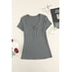 thumbnail image 3 of ABPHQTO Camiseta de Mujer Slim Fit Cuello Pico Manga Corta Gris Botones, 3 of 5