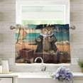 thumbnail image 7 of FREEAMG 36 Inch Length Kitchen Curtains Pirate Captain Cat 2 Panels Half Window Sheer Curtains Rod Pocket Farmhouse Short Drapes for Bathroom Cafe Basement, 7 of 7