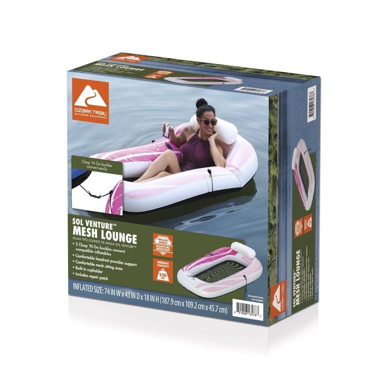 Ozark Trail Sol Venture Pink Mesh Pool and River Single Lounge