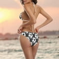 thumbnail image 5 of FREEAMG Black and White Soccer Ball Pattern American Football Sexy Two Piece Bikini Swimsuit Swimwear Set for Women, 5 of 6