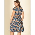 thumbnail image 4 of GRACE & GRANDEUR Robes pour Femmes Grande Taille Col en V Profond Au‐dessus du Genou Manches Courtes Robe Fleurie Bleu Marine 2X, 4 of 5