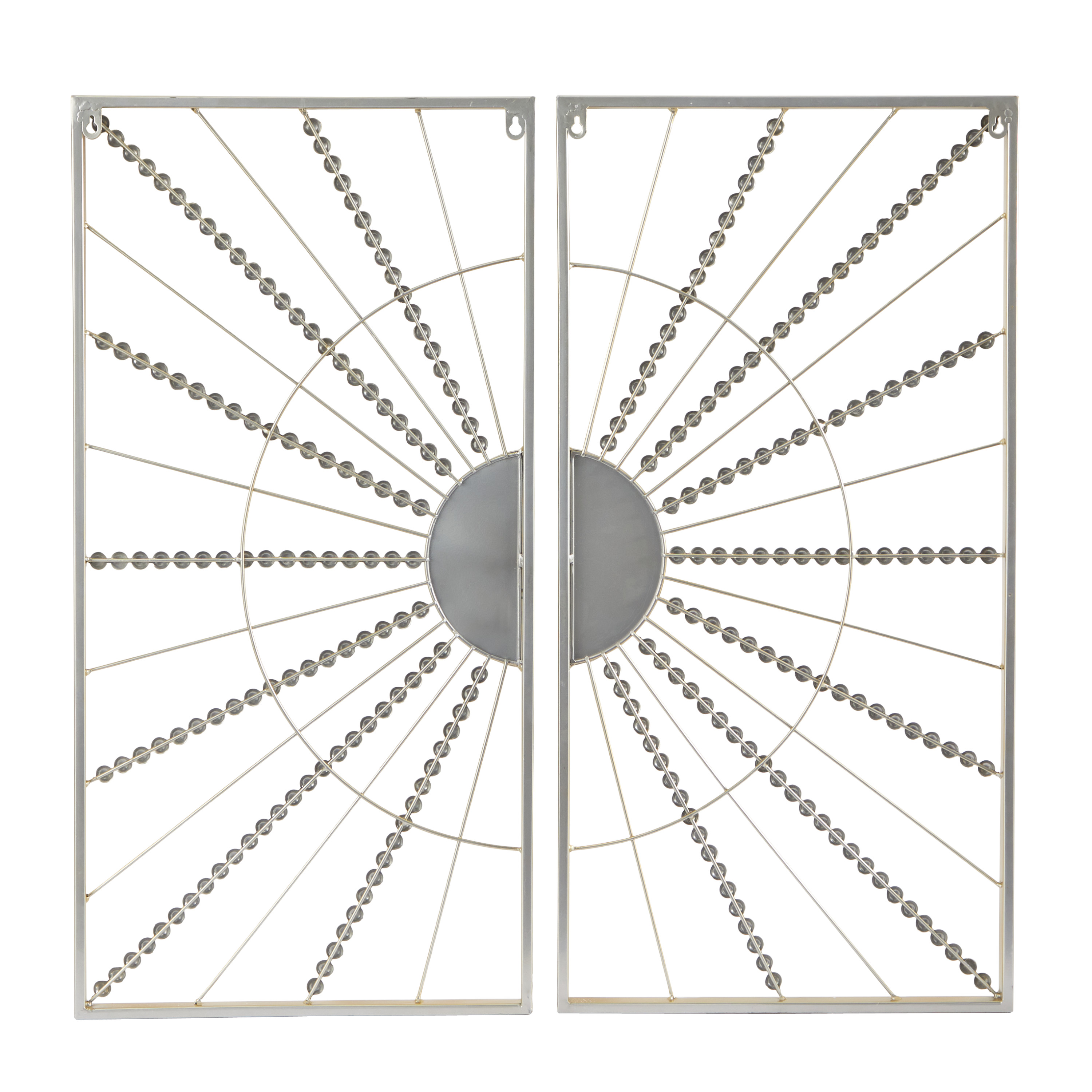 CosmoLiving by Cosmopolitan Gold Metal Half Moon Mirror Geometric Wall Decor with Gold Frame (2 Count)