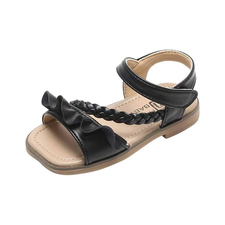 

Saving Clearance! Kukoosong Toddler Sandals Summer Baby Girls Sandals New Fashion Slip Beach Shoes Big Korean Bow Sandals Black 2 Years