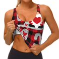 thumbnail image 3 of Zufioo Buffalo Plaid Love And Gnome Print Women's Sports Vest, U-shaped Removable Chest Pad Sports Backless Top, Suitable for Fitness and Bodybuilding, Leisure and Daily Life-Large, 3 of 8