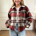 thumbnail image 2 of BLVB Kids Toddler Little Boys Girls Baby Long Sleeve Button down Plaid Shirt Lapel Shacket Jackets Fall Outfits(Multicolor AA3,1-2Years), 2 of 6