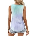 thumbnail image 4 of Tie Dye V Neck Tank Top Women Sleeveless Vest Multicolor Casual Basic Tunic Shirt Cotton Blouse Y2K Vacation Beach Tee With Keyhole Detail, 4 of 6