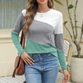 thumbnail image 4 of Pxiakgy Vente Chaude!! Hauts à Blocs de Couleur pour Femmes Tunique à Manches Longues Décontractée Col Rond Pull Chemises à Blocs de Couleur pour Femmes Hauts à Manches Longues Décontractés Col Rond Pull Vert TTG, 4 of 7