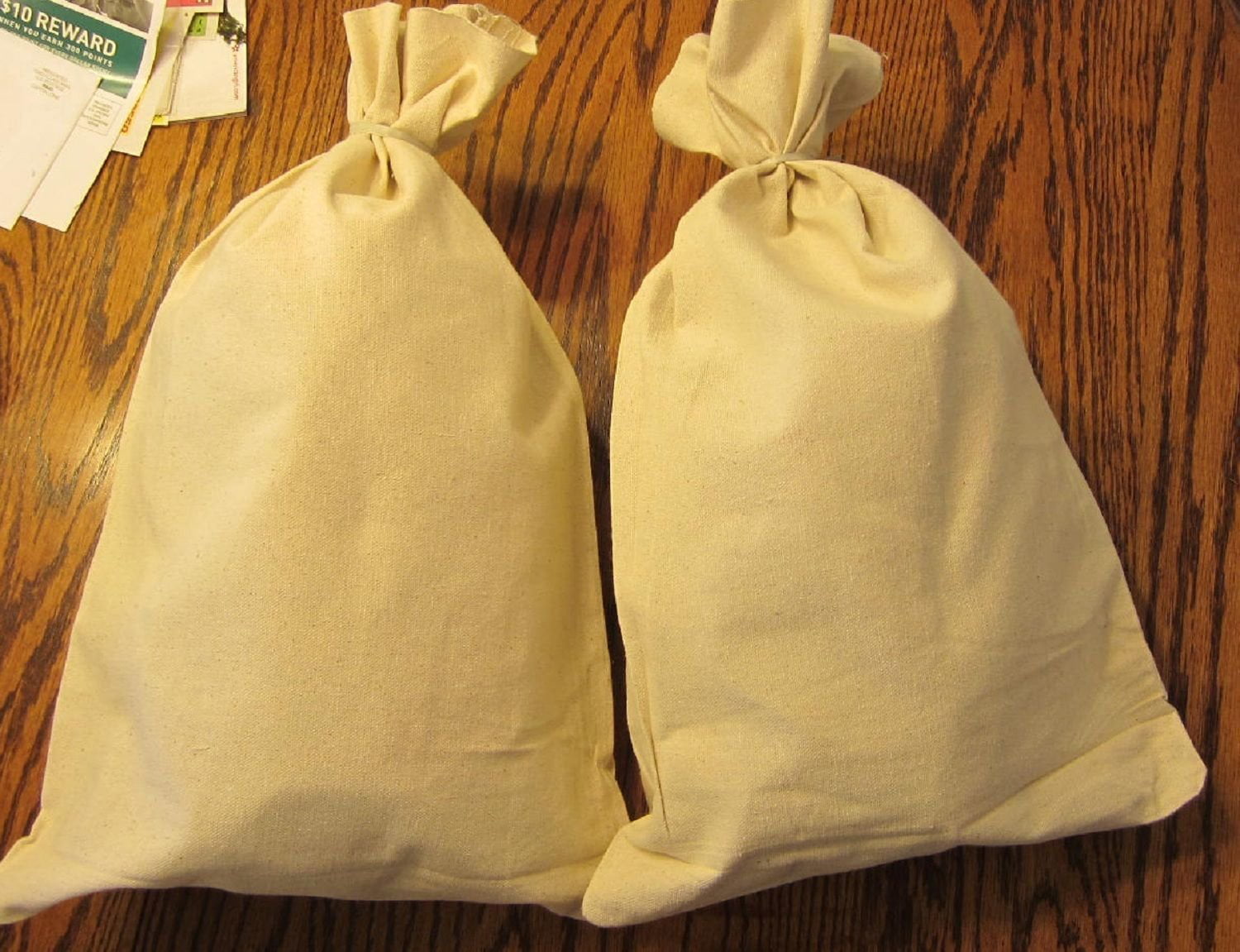 8 DUCK CANVAS COIN BANK DEPOSIT BAGS WITH SEWN-ON TIES 12" BY 19" MONEY SACK BAG 