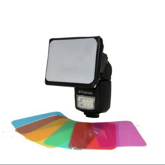 Polaroid Universal Gel Soft Box Diffuser (Includes Blue, Red, Green, Amber, Yellow & Pink Gels) for Canon EOS, Nikon, Olympus, Pentax, Sony, Sigma, & Other External Flash Units