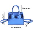 thumbnail image 4 of Bolso de mujer Bolso cuadrado pequeño de moda Bolso de mano sólidos de cuero PU (Azul), 4 of 8