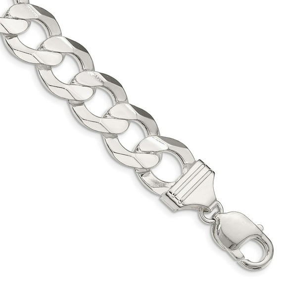 Primal Silver Sterling Silver 13.8mm Concave Beveled Curb Chain Bracelet