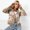 Khaki, variant on Womens Short Cardigan Flower Printed Knitted Cardigan V Neck Mink Fleece Sweater Womens Coat Spring Outfit
