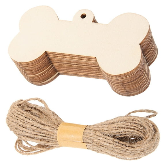 1 Set of Plain Unfinished Wood Dog Bone Wood Dog Bone Cutouts Dog Bone Shaped Wooden Slices