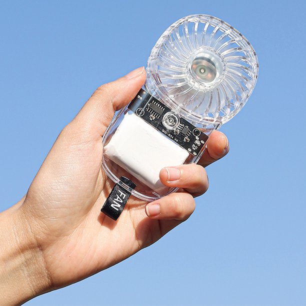Eléctrica portátil Mini ventilador de mano con carga USB para viajes al aire libre (blanco)