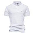 thumbnail image 1 of Polos 100% de algodón de Color sólido para hombre, Polos informales de manga corta con cuello levantado para hombre, Polos de alta calidad para hombre, nuevo verano, 1 of 5