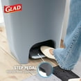 thumbnail image 5 of Glad Kitchen Trash Can with Lid, Step Foot Pedal and Garbage Bag Rings, 13 Gallon, Grey, 5 of 12