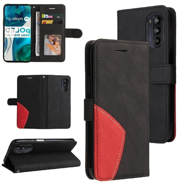 GANGXUN Flip Case for Motorola Moto G52 – Leather Wallet Cover with Card Slots, Kickstand & Color Stitching Protective Folio