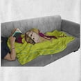 thumbnail image 6 of Rain Soft Flannel Fleece Throw Blanket, Little Girl Holding Umbrella Standing Under Raindrops Sketch, Cozy Plush for Indoor and Outdoor Use, 50" x 60", Yellow Green Magenta, by Ambesonne, 6 of 6