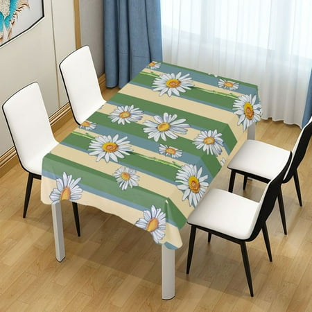 

ALAZA Daisy Chrysanthemum Flowers Stripe Rectangle Tablecloth Tablecover Dinning Table Cloth 60 x108