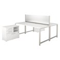 thumbnail image 1 of Poste de Travail pour 2 Personnes Série 400 avec Tables de Travail et Rangement en Blanc, 1 of 6