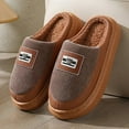 thumbnail image 2 of House Slippers for Woman Men Womens Slippers Platform EVA sole Warm Fuzzy Lined Suede Short Ankle Boots Memory Foam shoes for Women Anti-Slip Boot Indoor Brown Size 9, 2 of 6