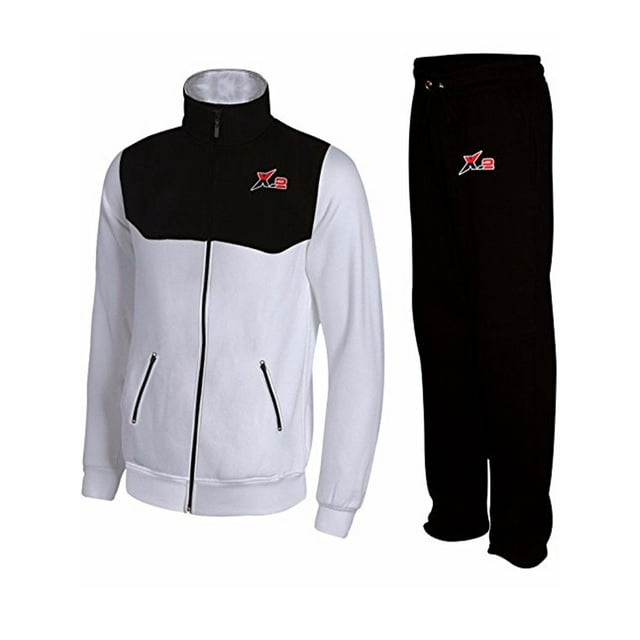 X-2 Mens Athletic Activewear Full Zip Fleece Color Tracksuit Jogging Sweatsuit