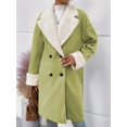 thumbnail image 3 of Abrigos de Invierno de Larga con Solapa Forrada para Mujer, Chaqueta Larga y Cálida con Doble Botonadura, Abrigo de Felpa. Amarillo-Verde M, 3 of 6
