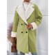 thumbnail image 5 of Abrigos de Invierno de Larga con Solapa Forrada para Mujer, Chaqueta Larga y Cálida con Doble Botonadura, Abrigo de Felpa. Amarillo-Verde S, 5 of 6