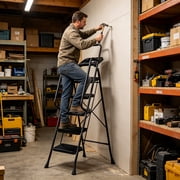 PhiloDeco 5 Step Ladder with Handrails and Tool Tray, 450lbs Sturdy Step Stool Ladder with Anti-Slip Pedal, Safety Ladder for Adults, Portable Folding Ladders for Home, Kitchen, Office