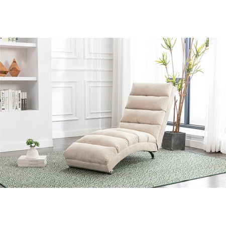 CoSoTower Linen Chaise Lounge Indoor Chair, Modern Long Lounger for Office or Living Room