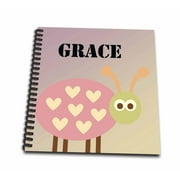 3dRose Grace Pink Ladybug girls name - Mini Notepad, 4 by 4-inch