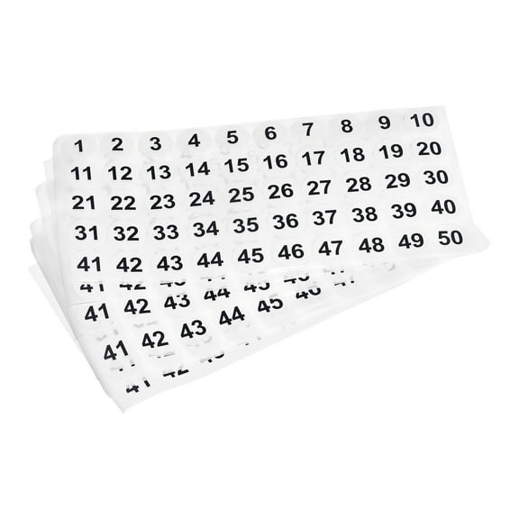 1 to 50 Number Stickers Number Label Self Adhesive Marked Sticker 25mm/1", Pack of 10