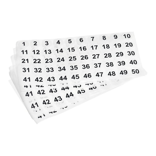 1 to 50 Number Stickers Number Label Self Adhesive Marked Sticker 25mm/1", Pack of 15