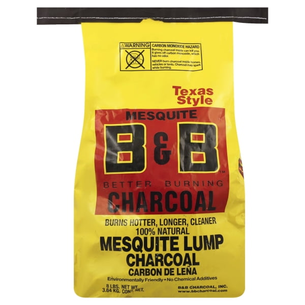 B&B Texas Style Mesquite Lump Charcoal, 8 Lb.