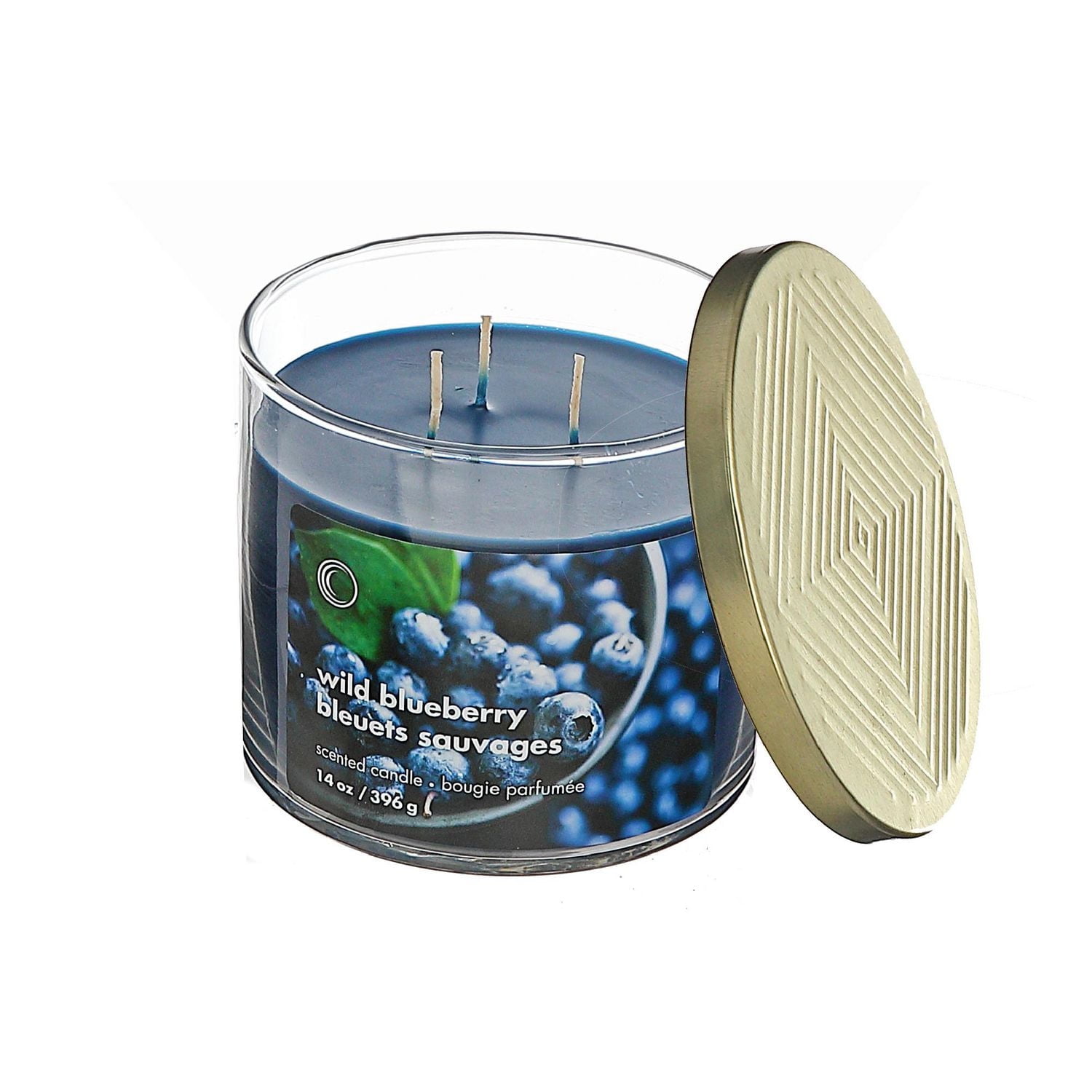IH Casa Decor 14 Oz 3 Wick Jar Candle With Lid Wild Blueberry - Set of 2
