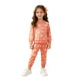 thumbnail image 3 of Glisme Girl Outfits Cozy Kids Long Sleeve Pajama With Floral Print For Kids Autumn Winter Loungewear Play Set Trend Girls Clothing Orange Size 12-18 Months, 3 of 8