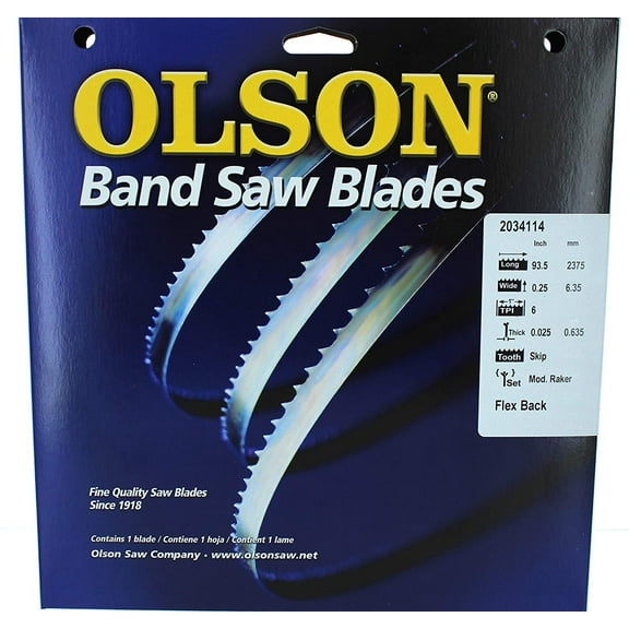 Olson 93.5 in. L x 0.3 in. W x 0.02 in. thick Carbon Steel Band Saw Blade 6 TPI Skip teeth 1 pk