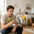 thumbnail image 1 of Natural Wooden Parrot Swing For Birds Chewing Activity Play Stand With Ladder And, 1 of 4