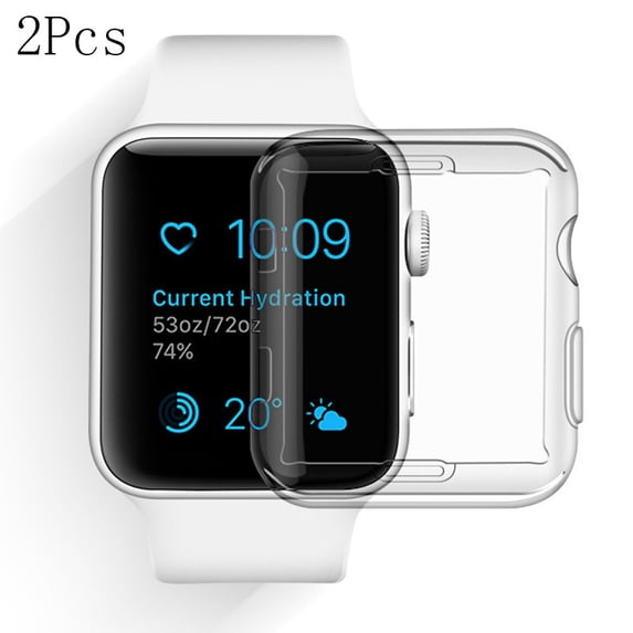 2 Pack Case with Tempered Glass Screen Protector for Apple Watch Series 7 41/45mm, Slim Guard Bumper Full Coverage PC Protective Cover HD Ultra-Thin Cover for iWatch 41/45mm Accessories