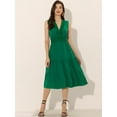 thumbnail image 4 of Vestido de verano con inserción de encaje para mujer, informal, con cuello en V, sin mangas, con gradas, sin mangas Verde XS, 4 of 6