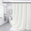 thumbnail image 7 of Kezqiaxn Bathroom Shower Curtain Liner, 71x71Inch Boho Plaid Shower Curtains, Linen Heavy Duty Striped Fabric Shower Curtain with Tassel,Water-Proof Vintage Cloth Shower with Hooks White, 7 of 7