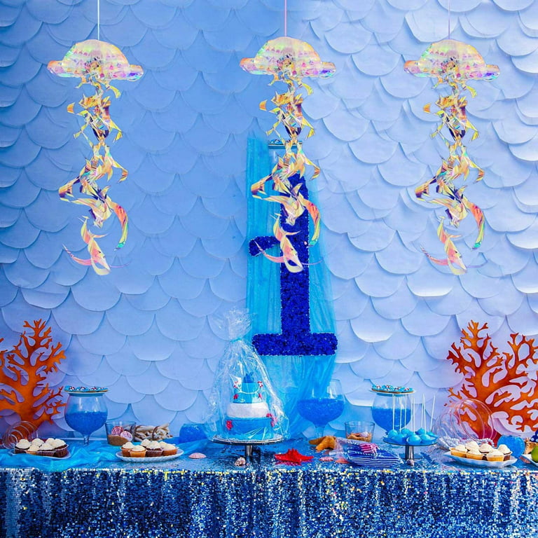 Gerich Under the Sea Party Hanging Jelly Fish Decor Mermaid Colorful  Mermaid Jellyfish Ornament with Glitter Paper Tentacles for Under The Sea  Birthday Decorations Ocean Theme Party Supplies 