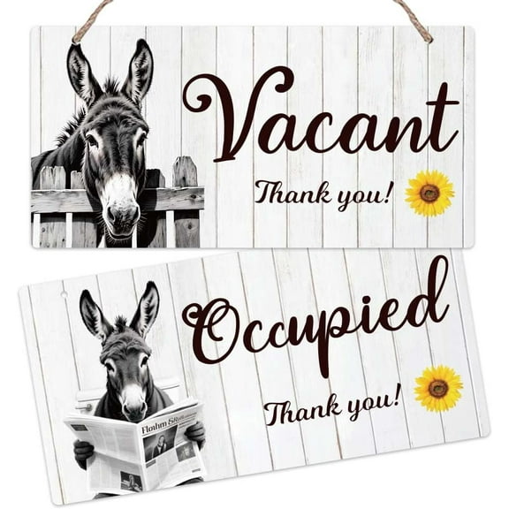 Donkey Toilet PVC Signs Wall Decorative Hanging Plaque Vacant Occupicd Wall-mounted Hanging Plastic Signs Entryway Art Decor for Toilets Restrooms Bathrooms Washrooms