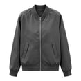 thumbnail image 4 of QIYAGBSA Jackets for Women Zip Up Stand Collar Lightweight Fall Casual Outerwear with Pockets (Dark Gray, S), 4 of 9